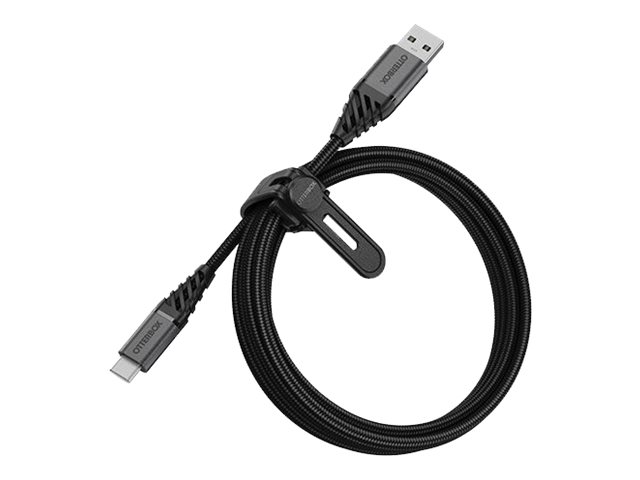 OtterBox Premium - USB cable - 24 pin USB-C (M) to USB (M) - USB 2.0 - 3 A - 2 m - dark ash black