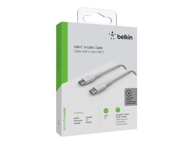 Belkin BoostCharge - USB cable - 24 pin USB-C (M) to 24 pin USB-C (M) - 2 m - white