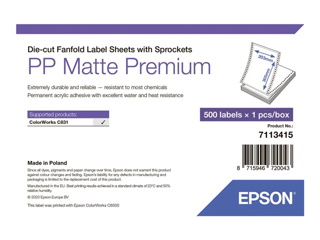 PP Matte Label Prem Die-cut Fanfold with