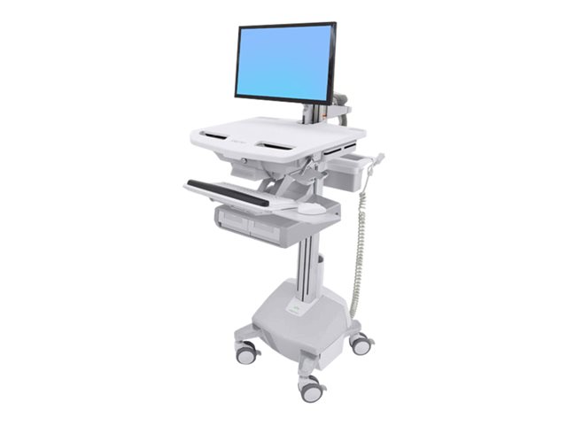 Ergotron StyleView Cart with LCD Arm, LiFe Powered, 2 Drawers - Cart - open architecture - for LCD display / PC equipment - lockable - aluminium, zinc-plated steel, high-grade plastic - screen size: up to 24\" - 40 Ah - lithium - TAA Compliant