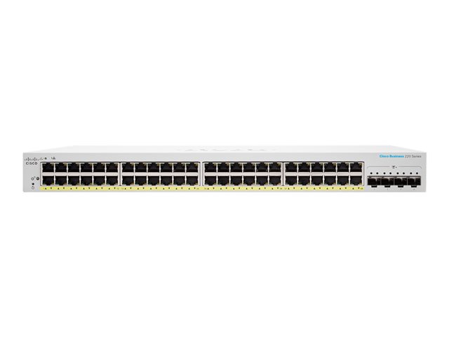Cisco Business 220 Series CBS220-48P-4X - Switch - smart - 48 x 10/100/1000 (PoE+) + 4 x 10 Gigabit SFP+ (uplink) - rack-mountable - PoE+ (382 W)