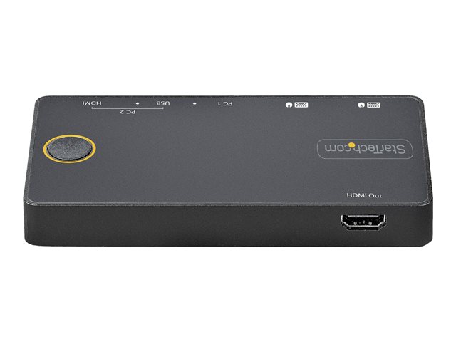 StarTech.com 2 Port Hybrid USB-A + HDMI & USB-C KVM Switch, Single 4K 60Hz HDMI 2.0 Monitor, Compact Desktop and/or Laptop HDMI KVM Switch, USB Bus Powered, Thunderbolt 3 Compatible - 2 Port HDMI KVM Switch (SV221HUC4K) - KVM / audio switch - 2 x KVM