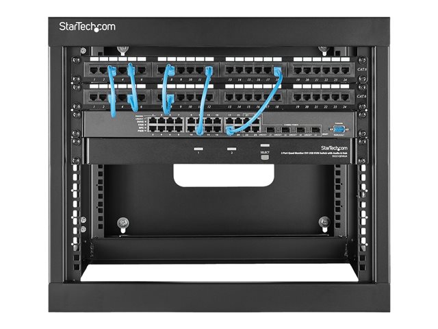 StarTech.com \"8U Hinged Open Frame Wall Mount Network Rack - 4-Post 22\"\" Depth Swing Out Computer Equipment Rack - 140lbs capacity (RK819WALLOH)\" - Rack - wall mountable - black - 8U - 22\"