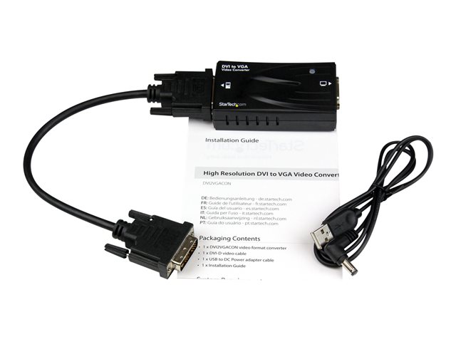 StarTech.com High Resolution Video DVI to VGA Converter - Video converter - DVI - VGA - black - DVI2VGACON - Video converter - DVI - VGA - black