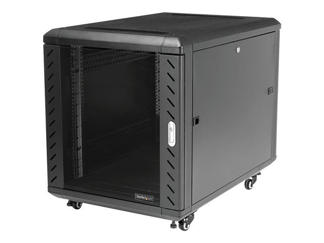 StarTech.com 12U AV Rack Cabinet - Network Rack with Glass Door - 19 inch Computer Cabinet for Server Room or Office (RK1236BKF) - Rack cabinet - black - 12U - 36\"
