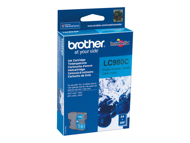 Brother LC980C - Cyan - original - ink cartridge - for Brother DCP-145, 163, 167, 193, 195, 197, 365, 373, 375, 377, MFC-250, 255, 290, 295, 297