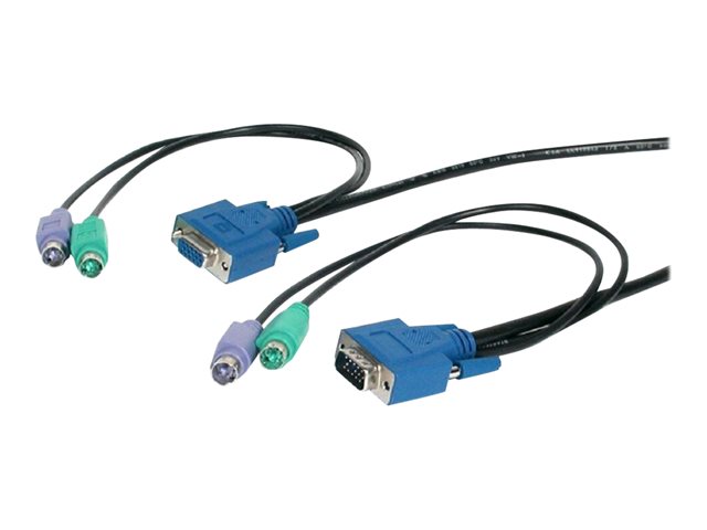 Neomounts Ultra Thin 3-in-1 KVM Switch Cable - Keyboard / video / mouse (KVM) cable - PS/2, HD-15 (VGA) (M) to PS/2, HD-15 (VGA) - 7.5 m - black