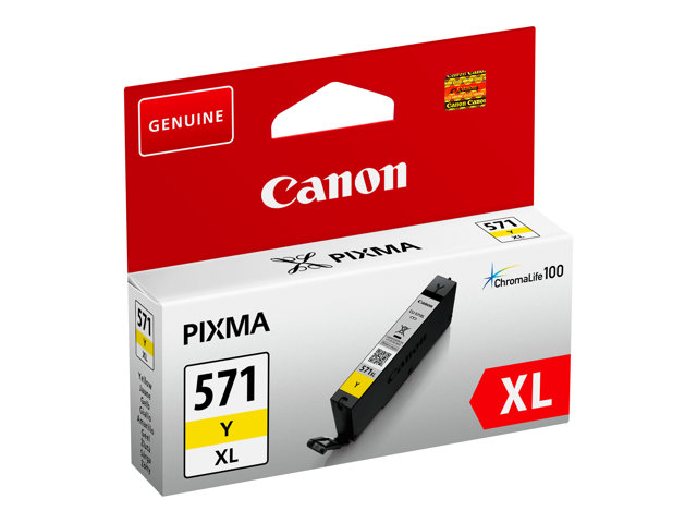 Canon CLI-571Y XL - 11 ml - High Yield - yellow - original - ink tank - for PIXMA TS5051, TS5053, TS5055, TS6050, TS6051, TS6052, TS8051, TS8052, TS9050, TS9055