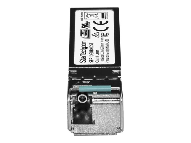 StarTech.com MSA Uncoded SFP+ Module, 10GBASE-BX, 10 Gigabit Ethernet Bi-Directional (BiDi) Fiber Single Strand SFP+ Transceiver, LC 10km , Mini GBIC Transceiver SFP+ Module, Downstream - Lifetime Warranty (SFP10GBBXDST) - SFP+ transceiver module - 10 GigE - 10GBase-BX - LC single-mode - up to 10 km - 1330 (TX) / 1270 (RX) nm