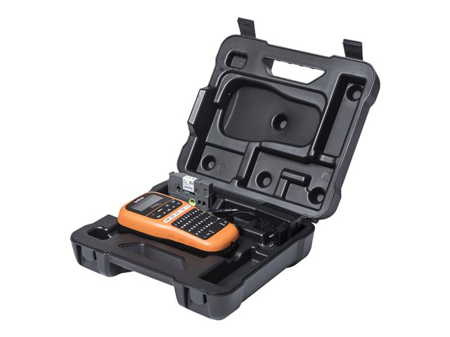 Brother P-Touch PT-E110VP - Labelmaker - B/W - thermal transfer - Roll (1.2 cm) - 180 dpi - up to 20 mm/sec - cutter - 2 line printing - black, orange