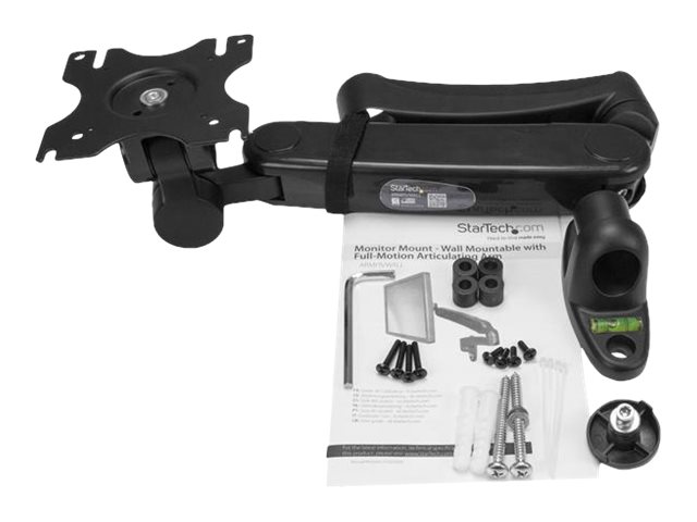 StarTech.com Wall Mount Monitor Arm - Full Motion Articulating - Adjustable - Supports Monitors 12? to 34? - VESA Monitor Wall Mount - Black (ARMPIVWALL) - Mounting kit (wall plate, 2 washers, 4 spacers, cover, 2 anchors) - adjustable arm - for flat panel - steel, aluminium - black - screen size: 12\"-30\" - wall-mountable - for P/N: ACCSMNT