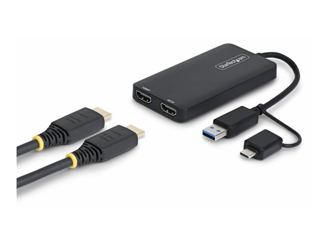 USB A USB C to Dual HDMI Adapter Win Mac