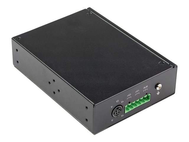 StarTech.com Industrial 6 Port Gigabit Ethernet Switch 4 PoE RJ45 +2 SFP Slots 30W PoE+ 48VDC 10/100/1000 Power Over Ethernet LAN Switch -40C to 75C, DIN Connector/Mountable, Fast Ethernet - High Power PoE Switch (IES1G52UPDIN) - Switch - 1 x 10/100/1000 + 4 x 10/100/1000 (PoE+) + 2 x SFP - DIN rail mountable - PoE+ (120 W) - DC power