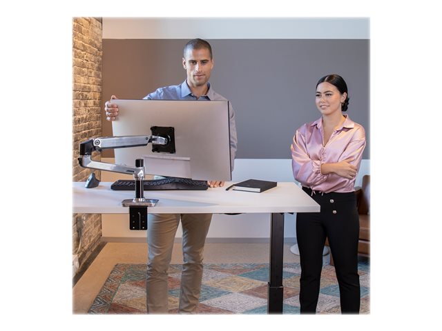 Ergotron LX - Mounting kit (articulating arm, desk clamp mount, extension adapter, grommet-mount base, 7\" post) - for LCD display - polished aluminium - screen size: up to 34\"
