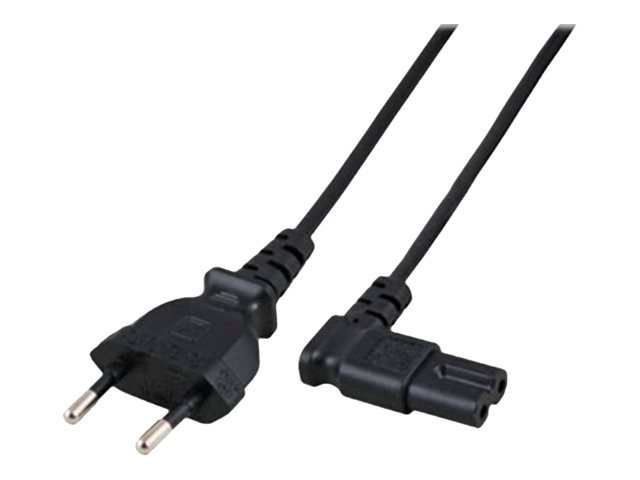 Netsnoer Euro male - C7 female (haaks links/rechts) zwart 1 m