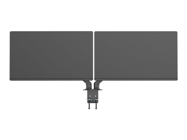 VISION Monitor Dual Desk Arm Mount - LIFETIME WARRANTY - fits two displays 17-27\" with VESA sizes 75 x 75 or 100 x 100 - quick clamp or grommet to desk - rotate display - smart spring-assisted weight balancing system - max between screen centres 630 mm / 24.8\" - SWL 7 kg / 15 lb per screen - matt black