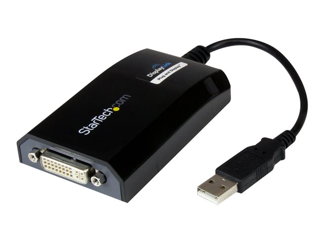 StarTech.com USB to DVI Adapter - 1920x1200 - External Video & Graphics Card - Dual Monitor Display Adapter Cable - Supports Mac & Windows (USB2DVIPRO2) - USB / DVI adapter - USB (M) to DVI-I (F) - USB 2.0 - 27 m - 1920 x 1200 (WUXGA) support - black - for P/N: DVIDDMM10, DVIDDMM6, DVIDSMM10, DVIMM6, DVISPL1DD, HDDVIMM3, HDMIDVIMM10, HDMIDVIMM6