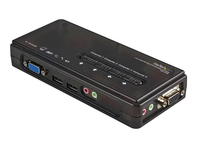 StarTech.com 4 Port Black USB KVM Switch Kit with Cables and Audio - desktop KVM Switch - VGA KVM Switch - USB KVM Switch 4 Port (SV411KUSB) - KVM / audio switch - 4 x KVM / audio - 1 local user - desktop