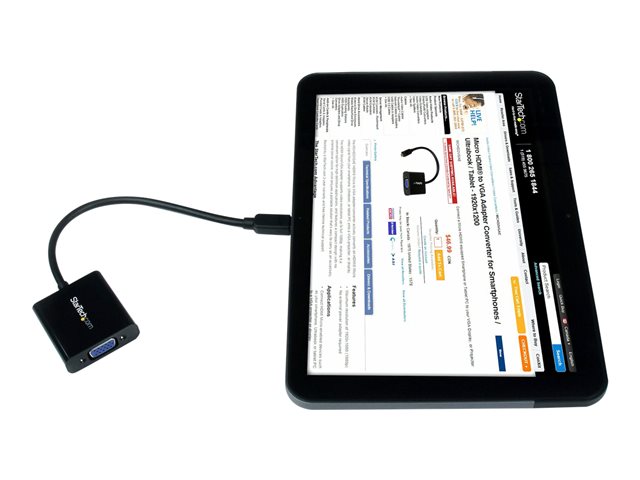 StarTech.com Micro HDMI® to VGA Adapter Converter for Smartphones / Ultrabook / Tablet - 1920x1080 - Micro HDMI Male to VGA Female (MCHD2VGAE2) - Video converter - HDMI - VGA - black