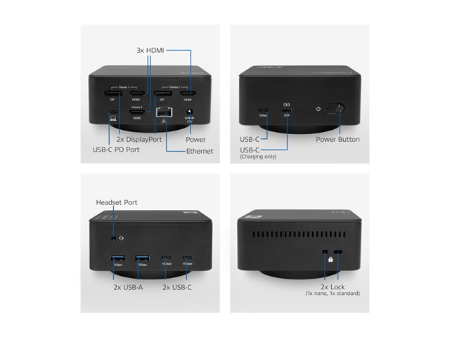 Universal USB-C Docking Station 4K, for 3 monitors, DisplayLink