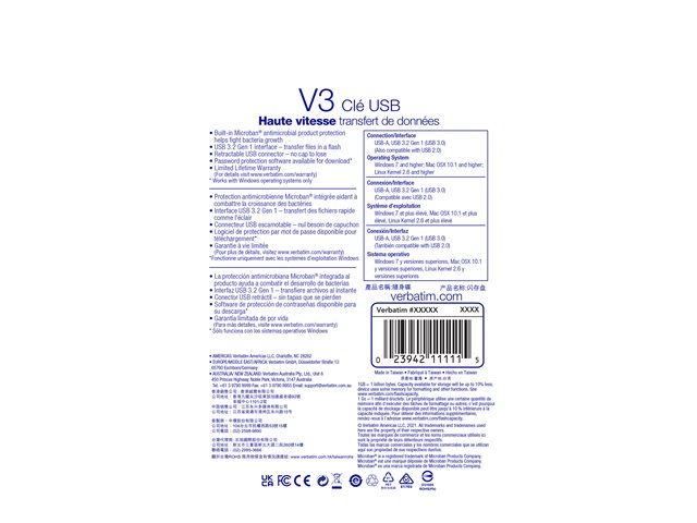Verbatim Store 'n' Go V3 - USB flash drive - 256 GB - USB 3.2 Gen 1