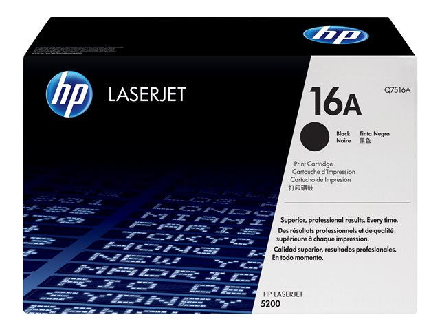 HP 16A - Black - original - LaserJet - toner cartridge (Q7516A) - for LaserJet 5200, 5200dtn, 5200L, 5200Lx, 5200n, 5200tn