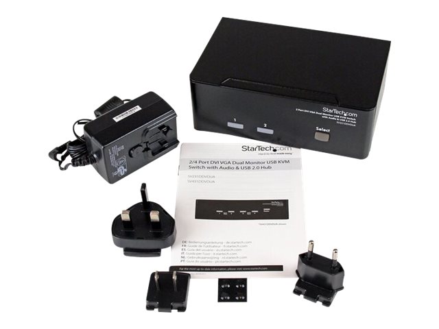 StarTech.com 2 Port KVM Switch - DVI and VGA w/ Audio and USB 2.0 Hub - Dual Monitor / Display / Screen KVM Switch - DVI VGA (SV231DDVDUA) - KVM / audio / USB switch - 2 x KVM / audio / USB - 1 local user - desktop - for P/N: IM12D1500P, SVA12M2NEUA, SVA12M5NA, USBDVI4N1A6, USBVGA4N1A10, USBVGA4N1A6