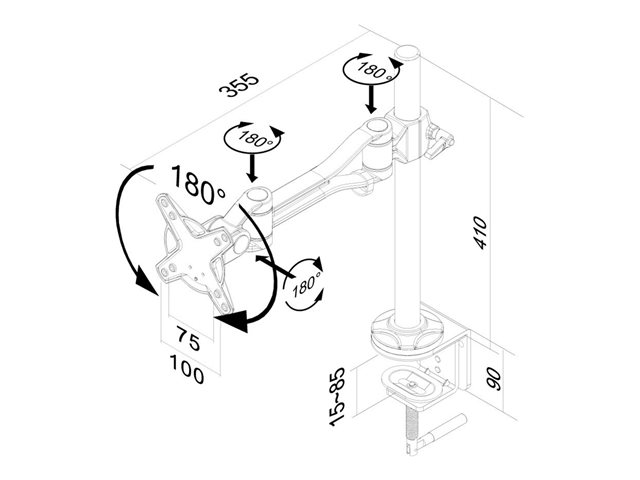 Neomounts FPMA-D1020 - Mounting kit - full-motion - for LCD display - silver - screen size: 10\"-30\" - clamp mountable, desk-mountable