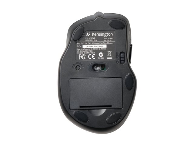 Kensington Pro Fit Full-Size - Mouse - right-handed - optical - 6 buttons - wireless - 2.4 GHz - USB wireless receiver - black