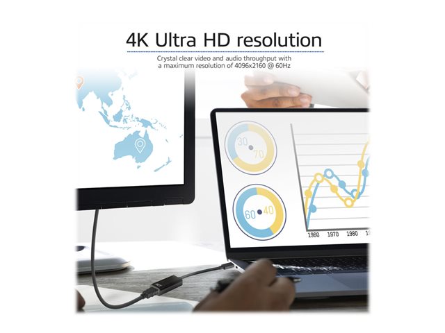 ACT - Videoadapter - 24 pin USB-C male naar HDMI female - 15 cm - beschermd - zwart - ondersteunt 4K30Hz (4096 x 2160), 1920 x 1080 bij 60 Hz-ondersteuning