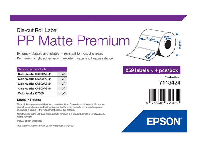 PP Matte Label Prem Die-cut Roll 259
