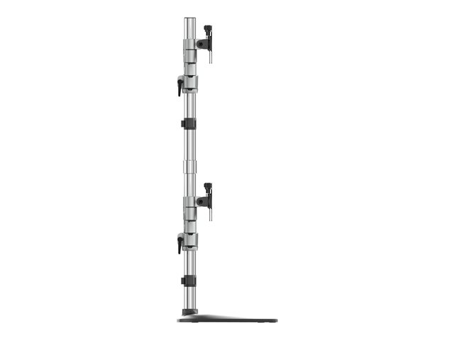 StarTech.com Desktop Quad Monitor Stand, Ergonomic VESA 4 Monitor Arm (2x2) up to 32\", Free Standing Articulating Universal Pole Mount, Height Adjustable/Tilt/Swivel/Rotate, Silver - Heavy-duty VESA Mount (ARMQUADSS) - Stand - adjustable arm - for 4