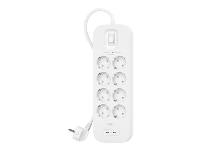 Belkin Connect - Surge protector - with 2 USB-C ports - output connectors: 8 - 2 m cord