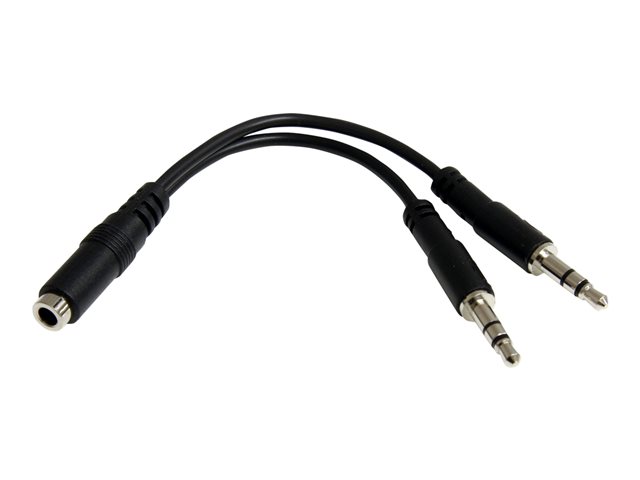 StarTech.com 3.5mm 4 Position to 2x 3 Position 3.5mm Headset Splitter Adapter - F/M - 3.5mm headset Adapter Cable (MUYHSFMM) - Headset splitter - mini-phone stereo 3.5 mm male to 4-pole mini jack female - black - for P/N: MUHSMF2M, PEXSOUND7CH