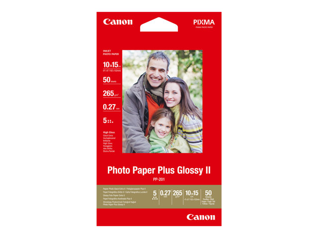 Canon Photo Paper Plus Glossy II PP-201 - Glossy - 100 x 150 mm - 260 g/m² - 50 sheet(s) photo paper - for PIXMA iP2600, iP2700, iX7000, MG2555, MG8250, mini320, MP520, MX7600, MX850, TS7450