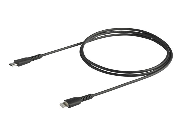 StarTech.com 3 ft(1m) Durable Black USB-C to Lightning Cable, Heavy Duty Rugged Aramid Fiber USB Type C to Lightning Charger/Sync Power Cord, Apple MFi Certified iPad/iPhone 12 Pro Max - iPhone 7/8/11/11 Pro - Lightning cable - Lightning male to 24 pin USB-C male - 1 m - black