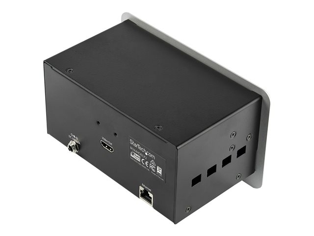 StarTech.com Conference Table Connectivity Pop up Box with AV and Data Ports - HDMI, VGA, DisplayPort to 4K HDMI Output (BOX4HDECP2) - Mounting plate - HDMI, HD-15, mini-phone stereo 3.5 mm, RJ-45, USB Type A, DisplayPort - silver