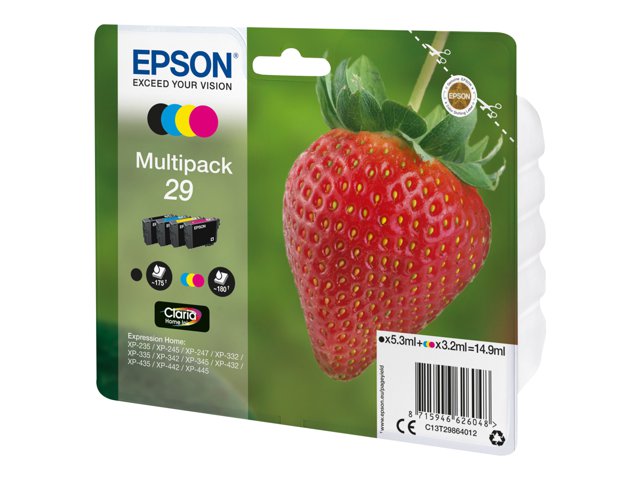 Epson 29 Multipack - 4-pack - black, yellow, cyan, magenta - original - blister - ink cartridge - for Expression Home XP-245, 247, 255, 257, 332, 342, 345, 352, 355, 435, 442, 445, 452, 455
