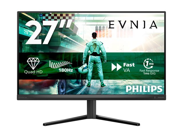 Philips Evnia 3000 27M2N3500NL - LED monitor - gaming - 27\" - 2560 x 1440 QHD @ 180 Hz - VA - 300 cd/m² - 5000:1 - HDR10 - 0.5 ms - 2xHDMI, DisplayPort - charcoal