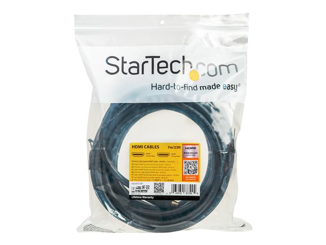 StarTech.com StarTech.com Premium Certified High Speed HDMI 2.0 Cable with Ethernet - 23ft 7m - 3D Ultra HD 4K 60Hz - 23 feet Long HDMI Male to Male Cord (HDMM7MP) - HDMI cable with Ethernet - HDMI male to HDMI male - 7 m - black - for P/N: KITBXDOCKPEU, KITBXDOCKPNA, KITBXDOCKPUK, KITBZDOCK, USBC-HDMI-CDP2HD4K60