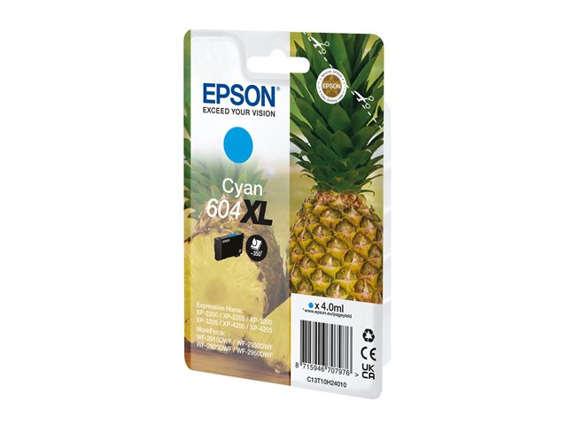 Epson 604XL Singlepack - 4 ml - XL - cyan - original - blister - ink cartridge - for EPL 4200, Stylus Photo 2200, WorkForce WF-2950DWF