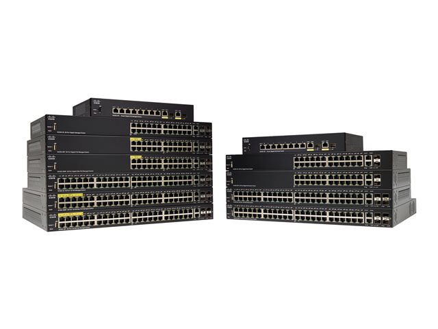 Cisco Small Business SF350-24MP - Switch - L3 - Managed - 24 x 10/100 (PoE+) + 2 x combo Gigabit SFP + 2 x Gigabit SFP - rack-mountable - PoE+ (375 W)