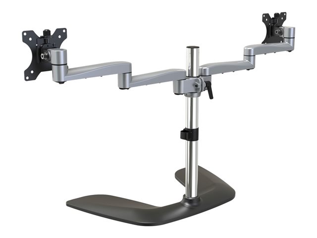 StarTech.com Dual Monitor Stand, Ergonomic Desktop Monitor Stand for up to 32\" VESA Displays, Free-Standing Articulating Universal Computer Monitor Mount, Adjustable Height, Silver - Easy & Quick Assembly - Stand - for 2 monitors - plastic, aluminium, steel - black, silver - screen size: 32\" - desktop
