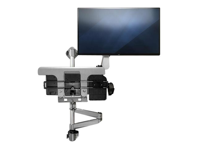 StarTech.com Wall Mount Workstation, Articulating Standing Desk w/ Ergonomic Height Adjustable Monitor Arm & Padded Keyboard Tray, 34\" VESA Display, Foldable Wall Mounted Sit Stand Desk - Foldable Standing Desk (WALLSTSI1) - Mounting kit (pole, mouse holder, wrist rest, spring arm, wall mount bracket, keyboard tray, monitor mount, wall mount bracket with lock plate, swivel arm with logo, 2 x swivel arms, mouse tray, mouse tray fixed plate, EVA mouse pad) - for LCD display / PC equipment - plastic, aluminium, steel - silver - screen size: 13\"-30\" - wall-mountable - TAA Compliant