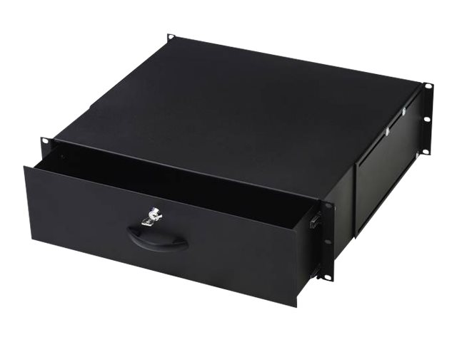 3U LOCKABLE DRAWER WITH HANDLE 132X481X400 MM COLOR BLACK (RAL 9005)