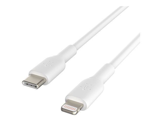 Belkin BoostCharge - Lightning cable - 24 pin USB-C male to Lightning male - 2 m - white - USB Power Delivery (18W)