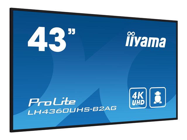 iiyama ProLite LH4360UHS-B2AG - 43\" Diagonal Class (42.5\" viewable) LED-backlit LCD display - digital signage - with built-in SoC media player - Android - 4K UHD (2160p) 3840 x 2160 - Edge LED - black