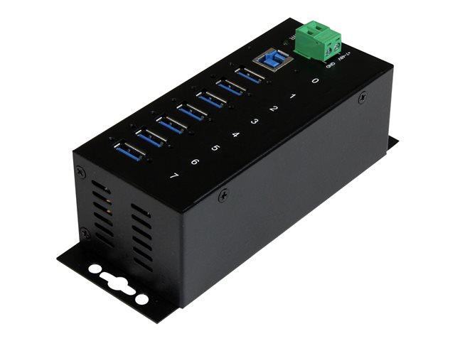 StarTech.com 7-Port USB 3.0 Hub - Metal Industrial USB-A Hub with ESD Protection & 350W Surge Protection - Din Rail, Wall or Desk Mountable - TAA Compliant USB Expander Hub (ST7300USBME) - Hub - 7 x SuperSpeed USB 3.0 - DIN rail mountable, wall-mountable - DC power - for P/N: ITB20D3250, USB312SAT3CB, USB315CB2M, USBLT1MWS, USBLT2MBR, USBLTM1MBK, USBLTM1MWH