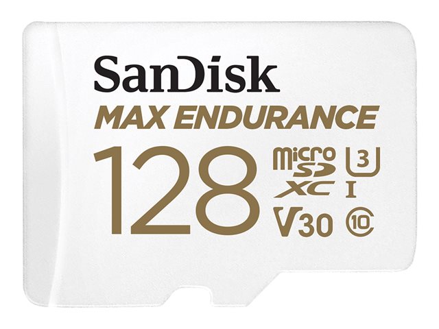 SanDisk Max Endurance - Flash memory card (microSDXC to SD adapter included) - 128 GB - Video Class V30 / UHS-I U3 / Class10 - microSDXC UHS-I