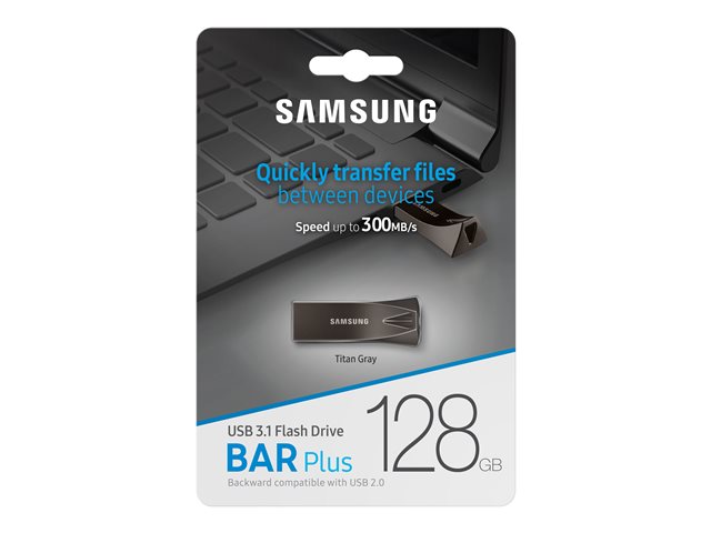Samsung BAR Plus MUF-128BE4 - USB flash drive - 128 GB - USB 3.1 Gen 1 - titan grey